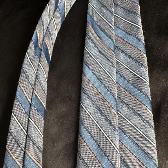 Vintage Van Gogh Blue Striped Necktie 80s 90s Pin Striped - Picture 15 of 16